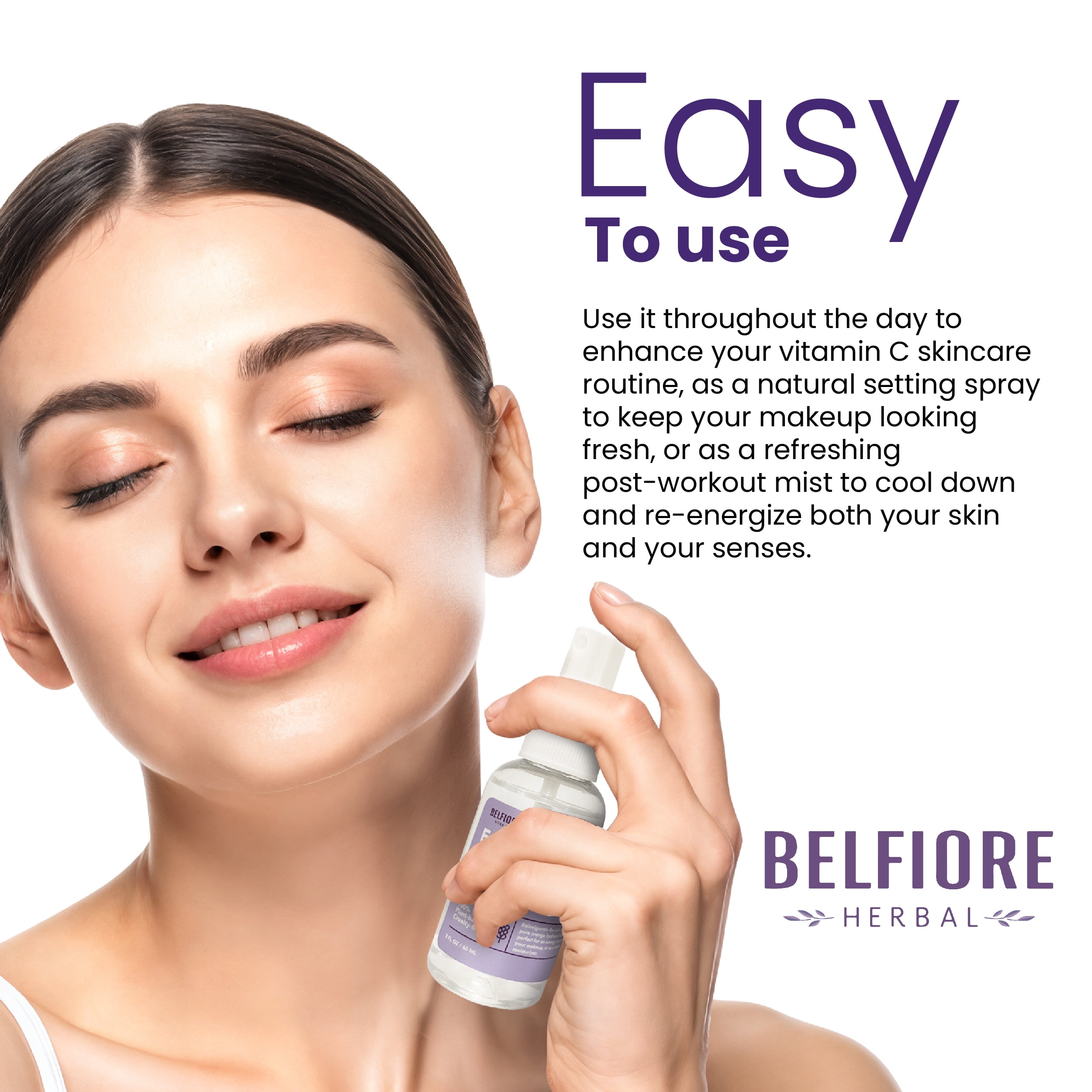 Belfiore Herbal Energizing Vitamin C Mist - Hydrating Glow Spray - 2oz, 3 Pack
