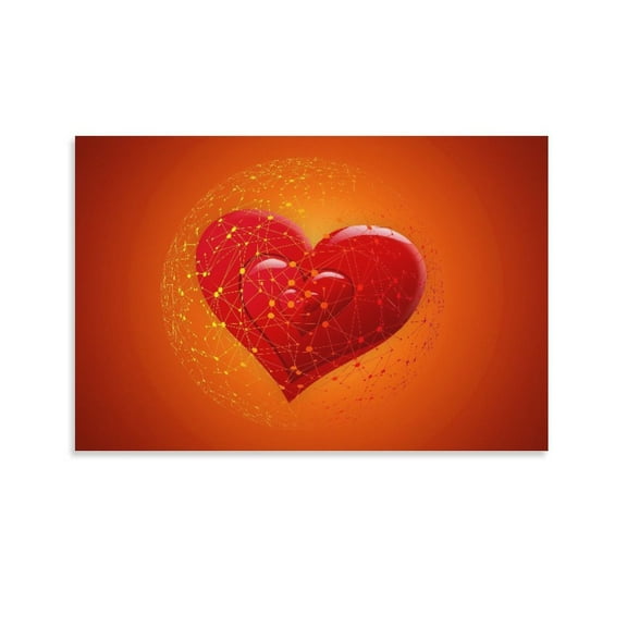 Love Hearts Poster Decorative Painting Canvas Wall Art Living Room Posters Bedroom Painting,Unframe-style,16x24inch(40x60cm)