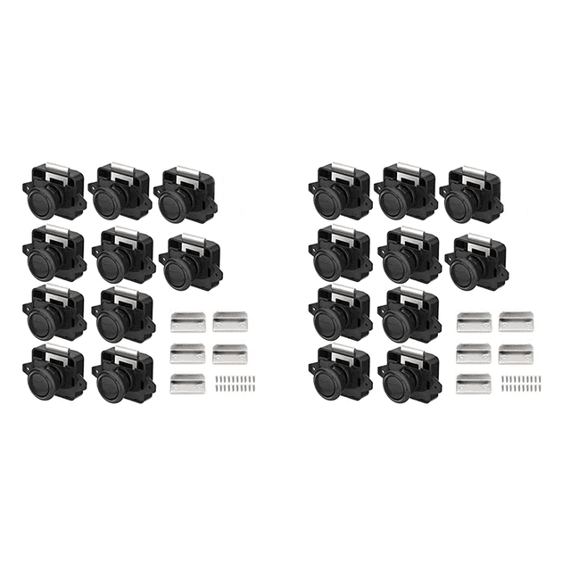 Lot de 20 Serrures, Serrures de Porte en Métal à Bouton-Poussoir, Serrures de Meuble, Serrures d'Armoire, Serrures de Porte, Noir