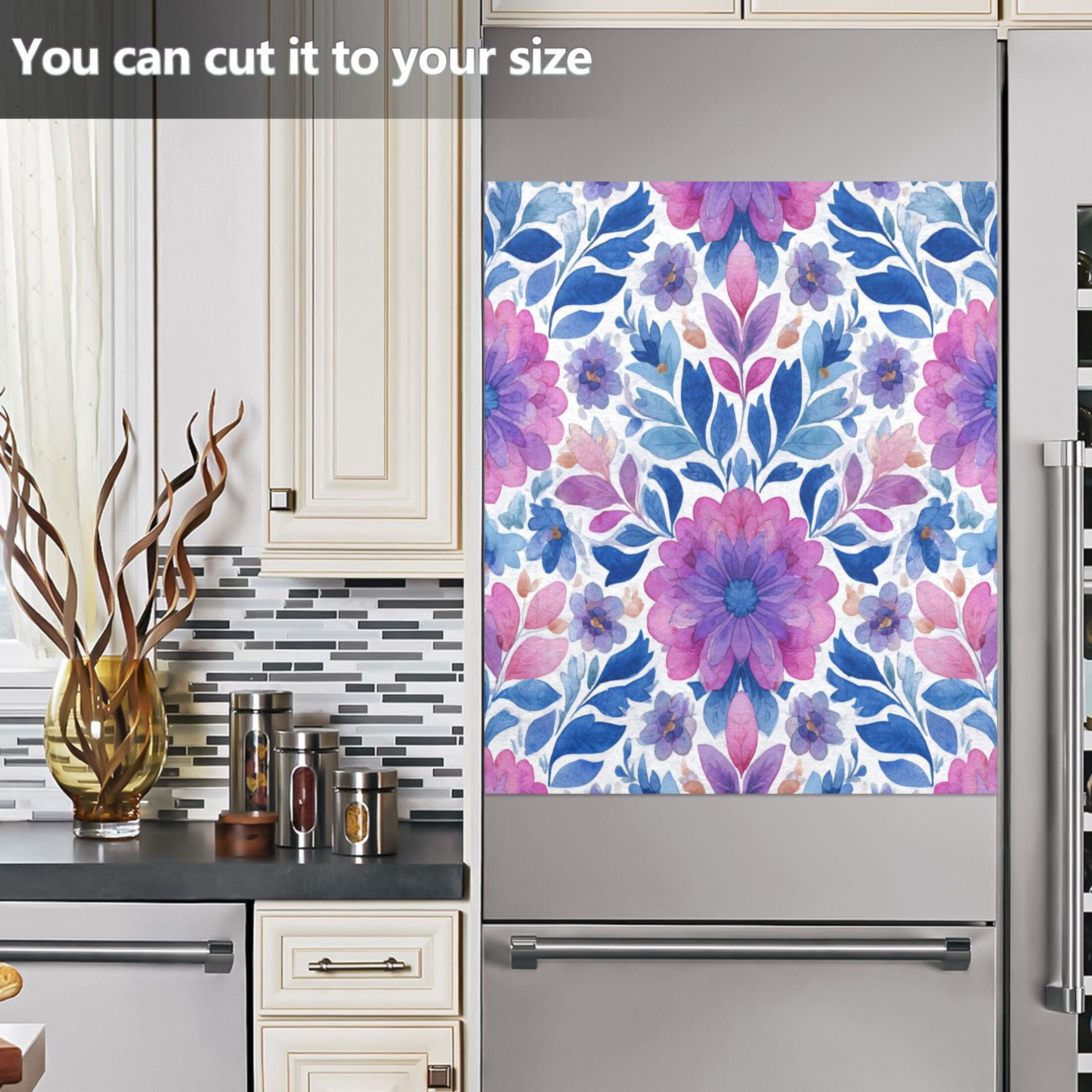 Dishwasher Magnetic Sticker 23x26 Inch Refrigerator Magnetic Sticker Washing Machine Magnetic Sticker Kitchen Panel Magnetic Sticker Home Decor Purple Watercolor Leaves