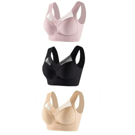 Riforla 3PC Women s Large Strapless Lace Tank Top Underwear Thin Side Fold Side Gather Adjustable Bra Women Bras Pink_3PCS XL