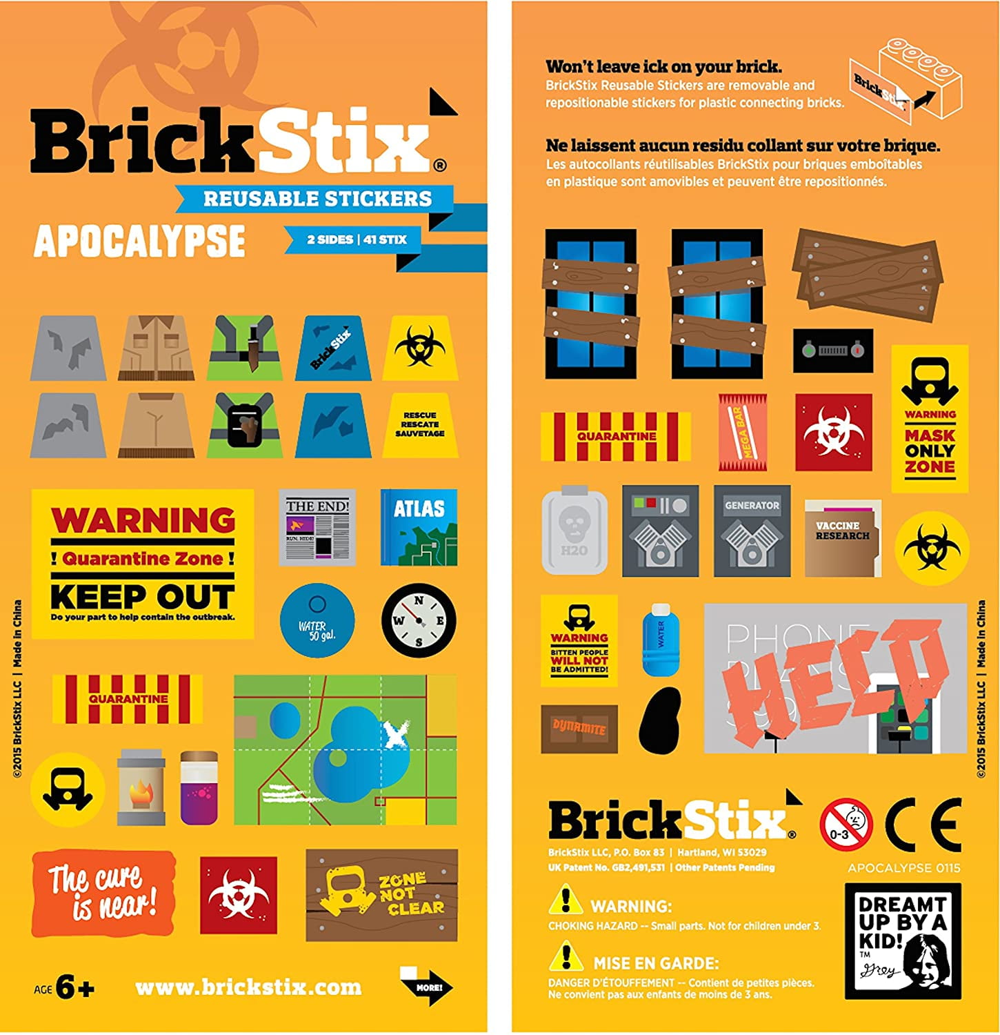 *NEW* Building Brick BRICKSTIX Reusable Stickers *APOCALYPSE* 