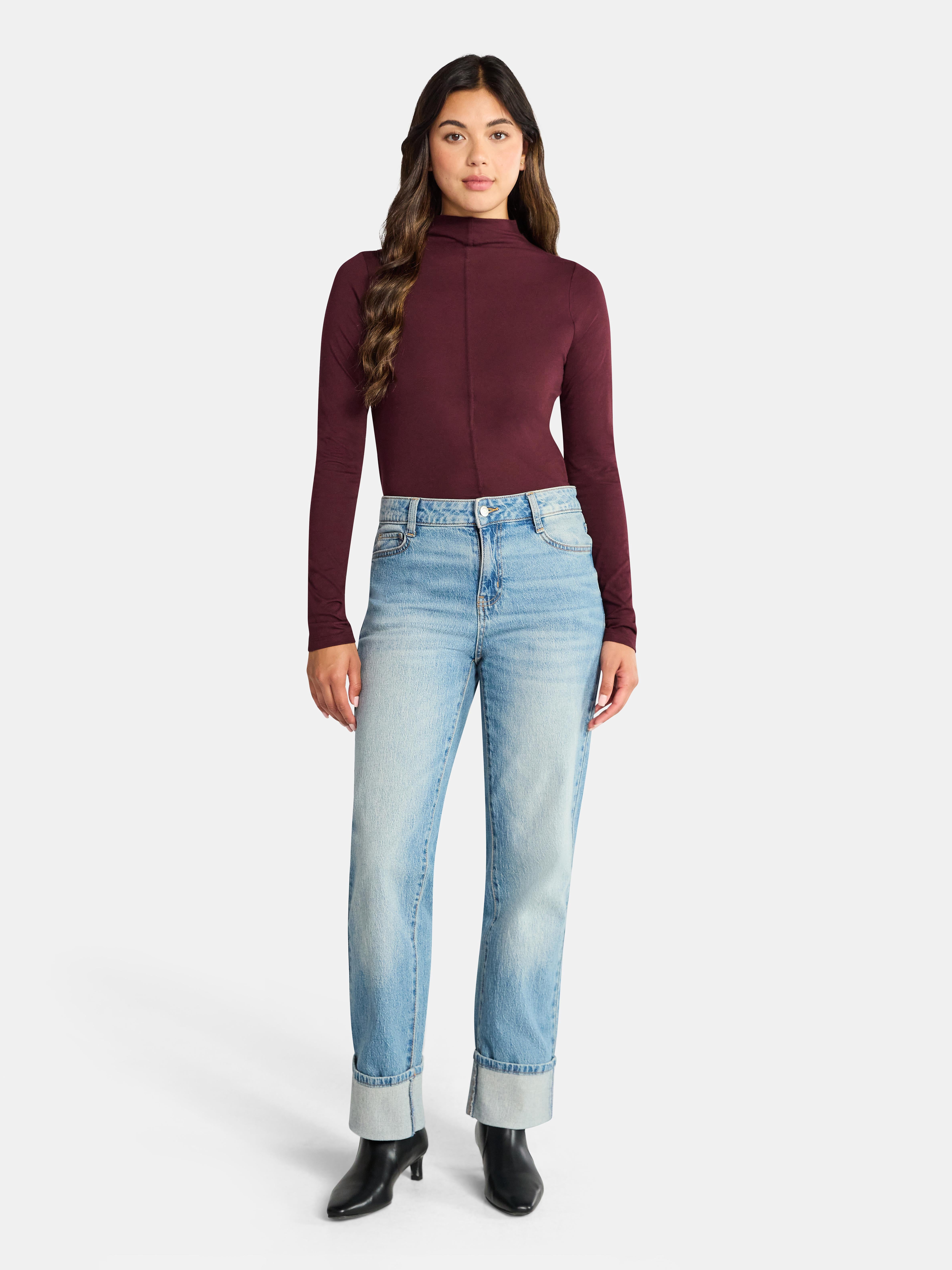 Time and Tru Women's Tissue Like Turtleneck Top, Sizes XS-XXXL