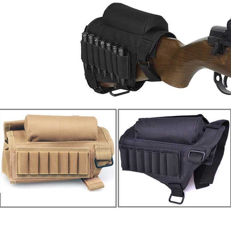 Tactical Buttstock Rifle Cheek Rest with 7 Rifle Stocks Holder Cartridge Pouch