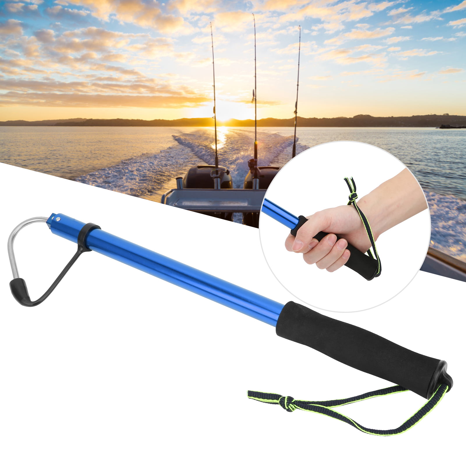 Octpeak Stainless Steel Fishing Hook,Portable Telescopic Sea Fishing Gaff  Aluminum Alloy Pole with Stainless Steel Spear Hook 