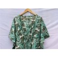 thumbnail image 2 of Banana Leaves Print Cotton Kaftan Dress Long Top Caftan, Dress Beach Wear Cover up, Printed Sleepwear Maxi Dress Boho Kimono Robe, 2 of 6