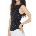 thumbnail image 3 of Women Y2k Polka Dots Boat Neck Tank Top Cute Sleeveless Slim Fitted Side Ruched Tie Back Vest Top Black XS, 3 of 9