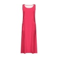 thumbnail image 5 of HOMBOM Long Dresses for Women Hot Pink Beach A-Line Sleeveless Hawaiian Solid Crew Neck Casual Dresses XL, 5 of 5