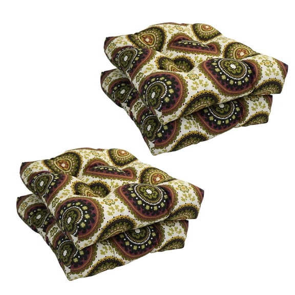 16-inch Spun Polyester Outdoor Square Tufted Chair Cushions (Set of 4) 916X16SQ-T-4CH-OD-077