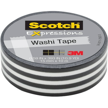 Scotch Expressions Washi Tape, .59 in x 393 in, Black (Best Tape For Painting Stripes)