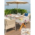 thumbnail image 4 of Spring Easter Outdoor Tablecloth - 52x70 Inch Rectangle Dining Table Cover, Watercolor Flowers Cute Rabbits Eggs Leaf Beige Waterproof Outdoor Table Cloth with Umbrella Hole & Zipper for Picnic/Patio, 4 of 7