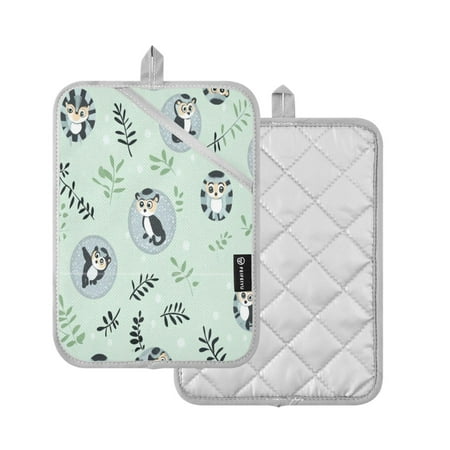 

2 Pcs Pot Holders Sets Oven Mitts Square Potholders Oven Hot Pads Heat Resistant for Kitchen Cooking Baking 7 x9.8 Cute Adorable Lemurs