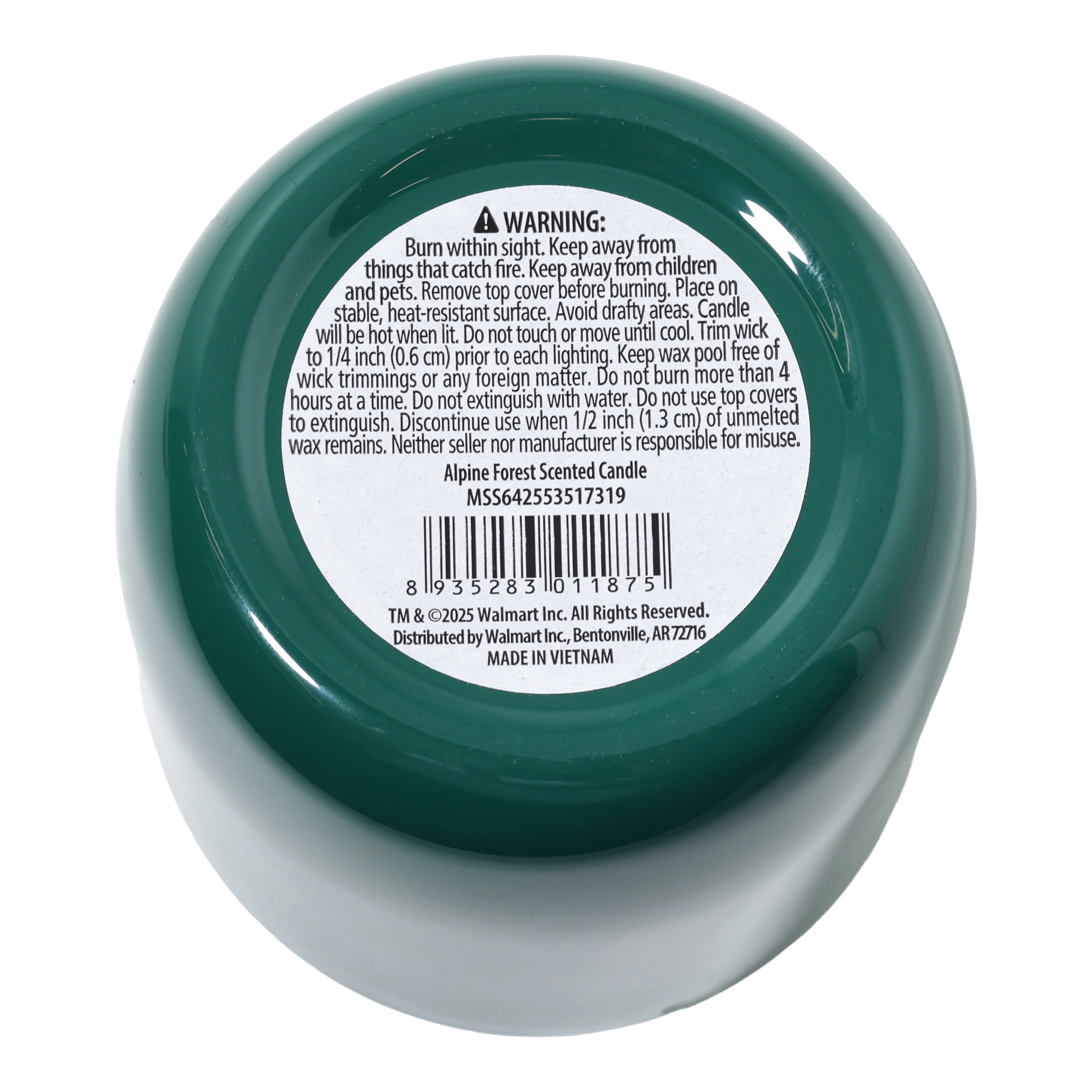 Mainstays 1-Wick Glossy Glass Candle, Alpine Forest, 7 oz