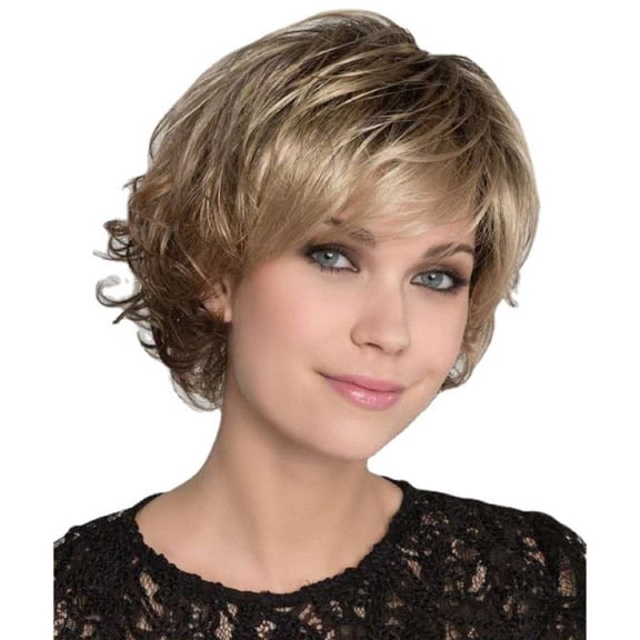 Adakot Blonde Wigs for Women, Short Curly Wigs for Women Lace Front Wigs Natural Color
