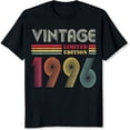 thumbnail image 2 of 100% Cotton Vintage Limited Edition 1996 Birthday Gift For Women Men Retro Style Colorful Design T-Shirt, 2 of 5