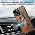 thumbnail image 6 of SaniMore Case for iPhone 14 6.1" 2022, Python Pattern Skin Lens All-inclusive 360 Degree Ratating Kickstand Anti-scratch Slim Lightweight Wireless Charging Fashion Luxury Shell For iPhone 14, Brown, 6 of 11