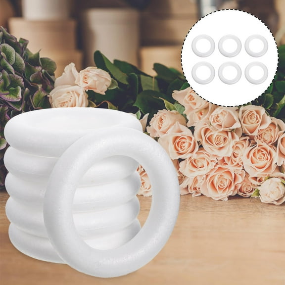 WEUVEB Smooth White Foam Rings for DIY Party Decor and Handmade Crafts 6Pcs