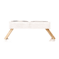 thumbnail image 2 of Pronk! Whitewash White Large 19 x 8 Inch Wood Adjustable Water & Pet Food Feeder, 2 of 6