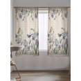 thumbnail image 5 of Sheer Curtains 72 Inches Long, Spring Flowers Semi Sheer Curtains Light Filtering Window Treatment, Vintage Floral Leaves Birds Pastoral Botanical Privacy Voile Drapes for Living Room 52x72 Inch, 5 of 7