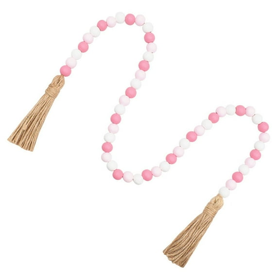IFANLANDOR Pink Wooden Beaded Garland 1Pack for Home Decor Item Valentines Day