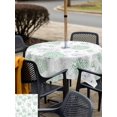 thumbnail image 5 of Outdoor Tablecloth with Umbrella Hole for Patio/Picnic/Party/Camping, Green Gray Coastal Waterproof Table Cloth Square Cover Washable, Summer Beach Ocean Coral Conch Shell (54"x 54"), 5 of 8