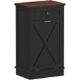 thumbnail image 6 of Tolead Kitchen Single Trash Cabinet Tilt Out Free Standing Storage Can with Hideaway Drawer and Countertop, Wood, Black, 6 of 8