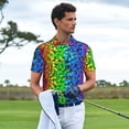 thumbnail image 3 of Rateoe Multicolored Butterflies Pattern Men's Short Sleeve Polo Shirts, Golf Polo Shirts Short Sleeve Performance Moisture Wicking Dry-XX-Large, 3 of 6