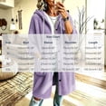 thumbnail image 3 of Zedker Long Hooded Fleece Cardigan for Women Button Front Drawstring Hood Patch Pockets Oversized Outerwear Purple Jackets for Women, 3 of 8