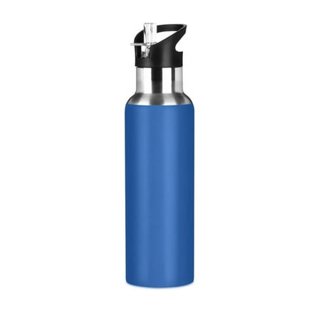 ALAZA Navy Blue Water Bottle Insulated Flask Stainless Steel Straw Lid 20 oz