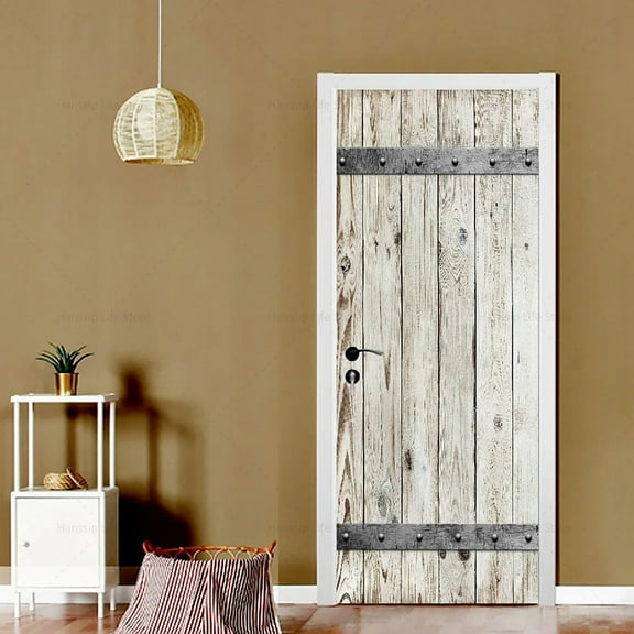 D Wood Door Stickers Waterproof Rose PVC Waterproof Self-adhesive Home ration Bedroom Renovation Do