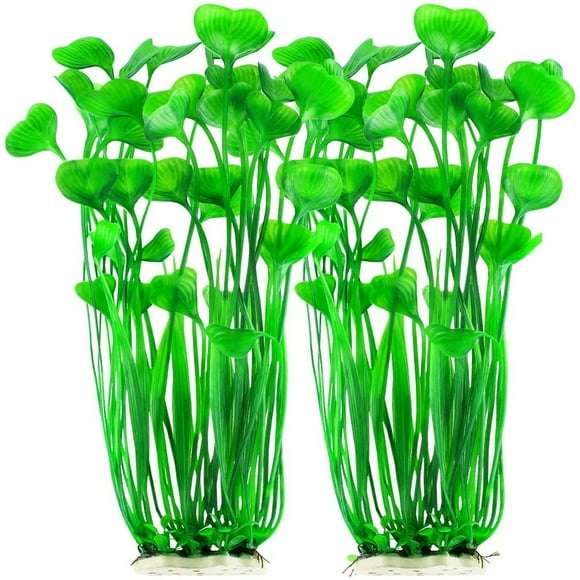 SUTENGDA Aquarium Plants 2 Pack Tall Plastic Plants for Fish Tank Decorations 15.75 Inches (Purple)