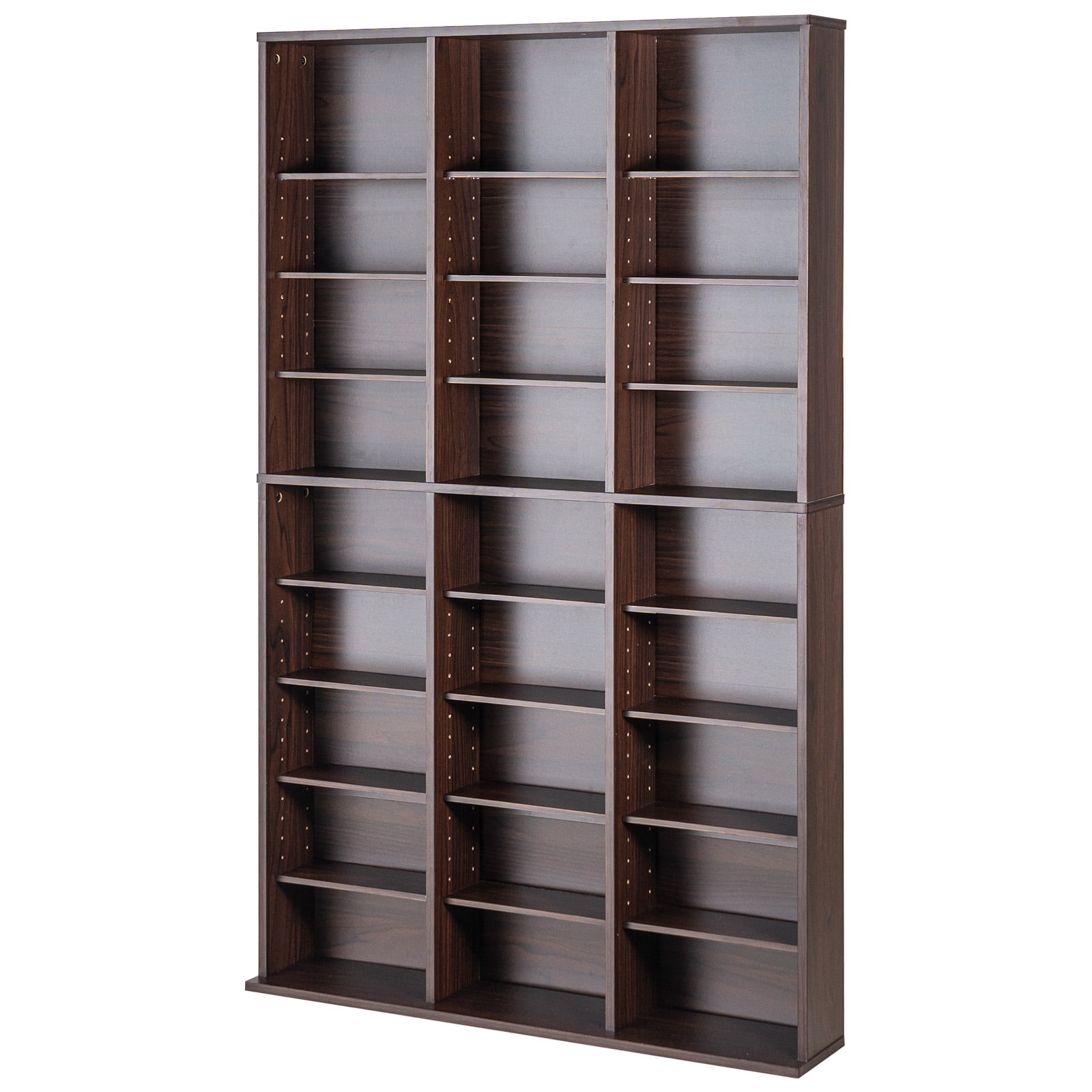 SKYSHALO Media Organizer Cabinet, 9-Tier DVD Rack for 756 CDs, Flexible CD Shelving with 27 Units, Safeguards & Sorts Music, Films, Video Games & Collectibles, Espresso Finish