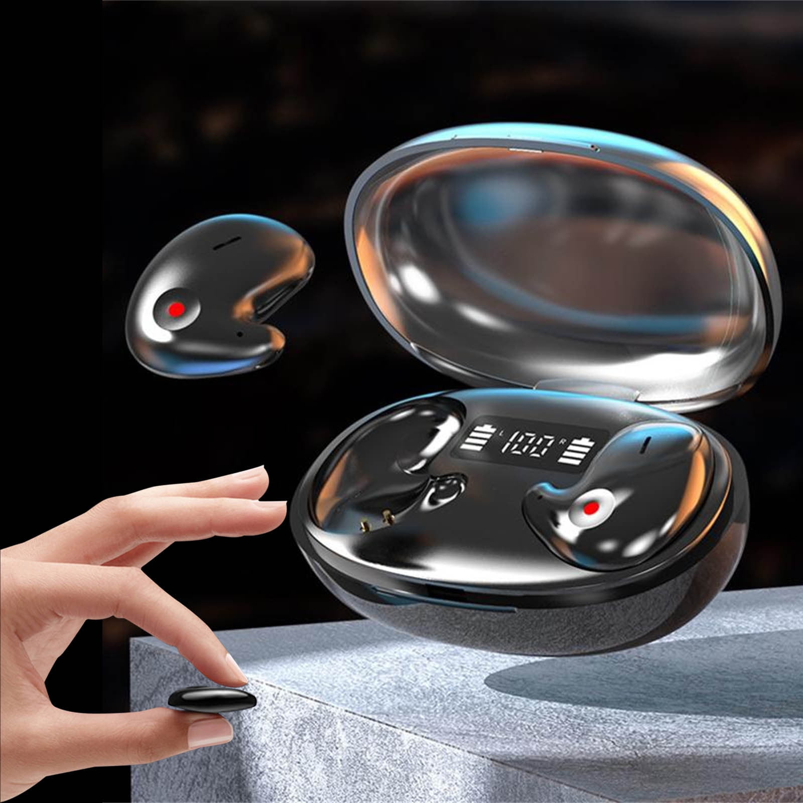 Wireless Earbuds, Bluetooth Earbuds Headphones Bass Stereo, IPX7 Waterproof Ear Buds with Mic LED Display, in Ear Earphones, 78H Playtime for Smartphone Laptop Pad Sports Workout(Black)