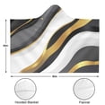 thumbnail image 3 of Wearable Blanket,Black White Gold Wave Marble Hooded Wearable Sherpa Blanket for Adults & Teens,Winter Poncho Shawl Wrap Cape Thick Warm,60"x80", 3 of 5