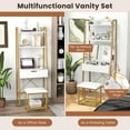 Vanity Desk Set with Flipup Mirror Ladder Vanity Table and Cushioned