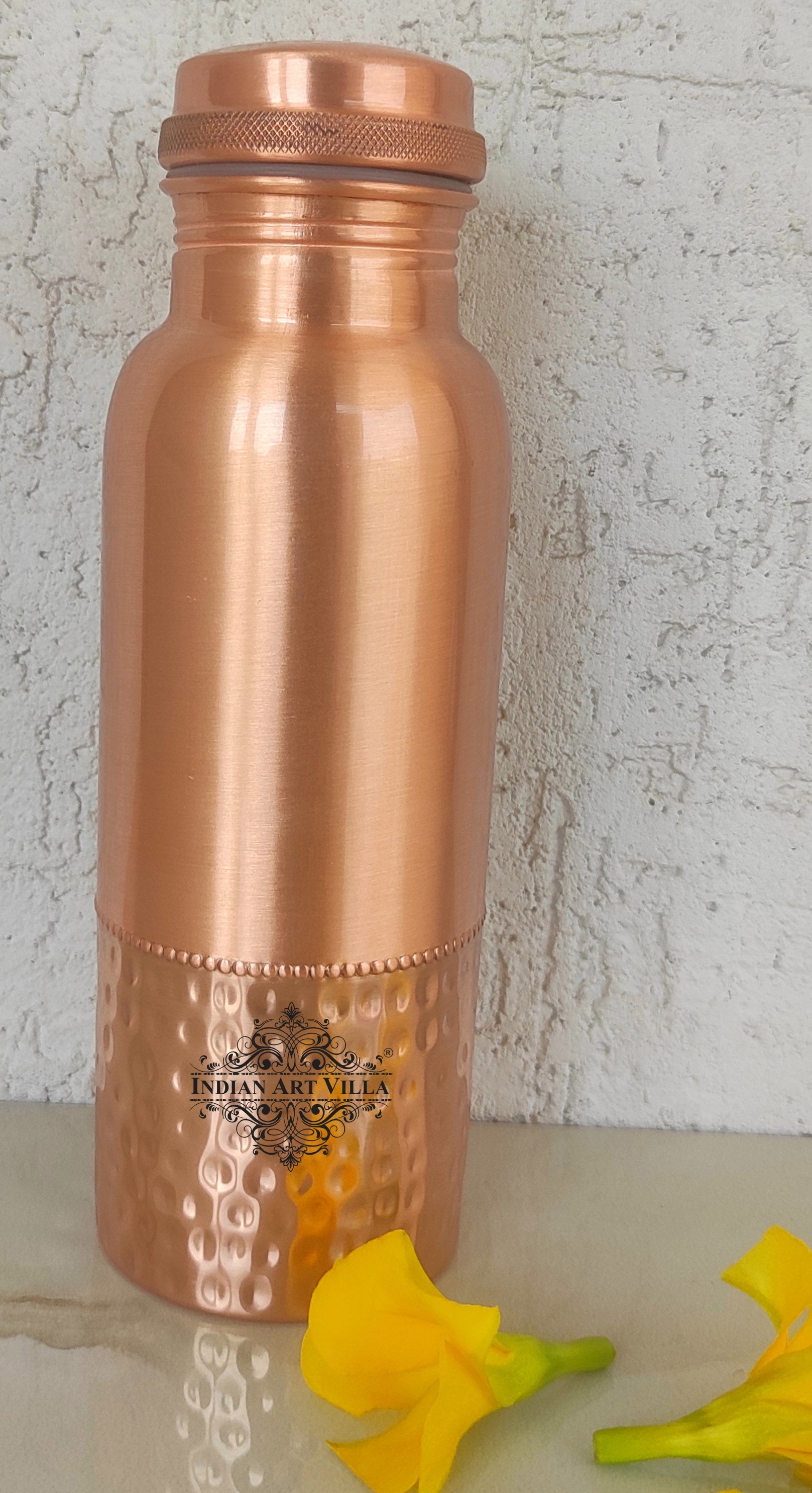 Indian Art Villa Copper Uper Lacquer & Bottom Hammered Design Bottle