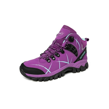 

Tenmix Men Athletic Shoes Plush Lined Hiking Shoe High Top Sneakers Sport Sneaker Unisex Non-Slip Slip Resistant Trainers Cotton Purple 7.5