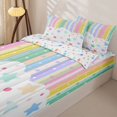 thumbnail image 3 of Erosebridal Kawaii Rainbow Stars Zipper Twin Comforter Sets with Fitted Sheet and 2 Pillowcases,Cute Colorful Lines Art Zipper Bedding Set For Girls,Colorful Stars Reversible,4-Piece, 3 of 7