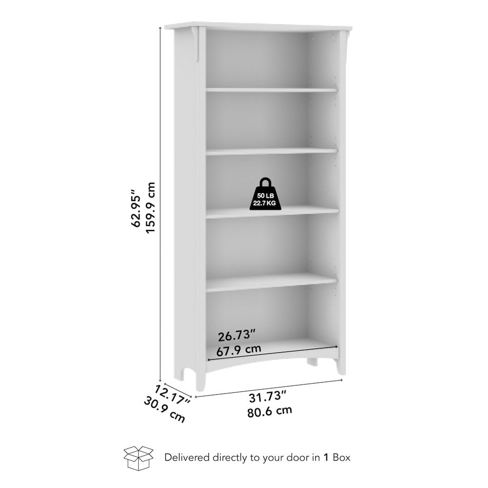 Salinas Tall 5 Shelf Bookcase in Ash Brown - Engineered Wood