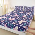 thumbnail image 4 of Manfei Cartoon Butterfly Floral Bed Sheets,Heart Leaf Full Size Sheets,4 Pieces,1 Flat Sheet,1 Fitted Sheet and 2 Pillowcases, 4 of 6