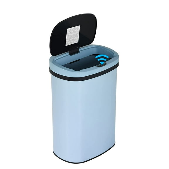 FDW Stainless Steel Trash Can with Lid 50 Liter 13 Gallon,Automatic Touch Free High-Capacity Wastebasket for Home Office (Blue)