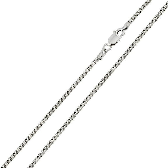 Rhodium Plated 925 Sterling Silver Round Box 050 Chain 2.6mm Made in Italy 20" Jewelry Female Unisex