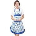 thumbnail image 6 of opvise Women Bib Floral Print Bowknot Kitchen Restaurant Cooking Pocket Dress Apron Purple, 6 of 8