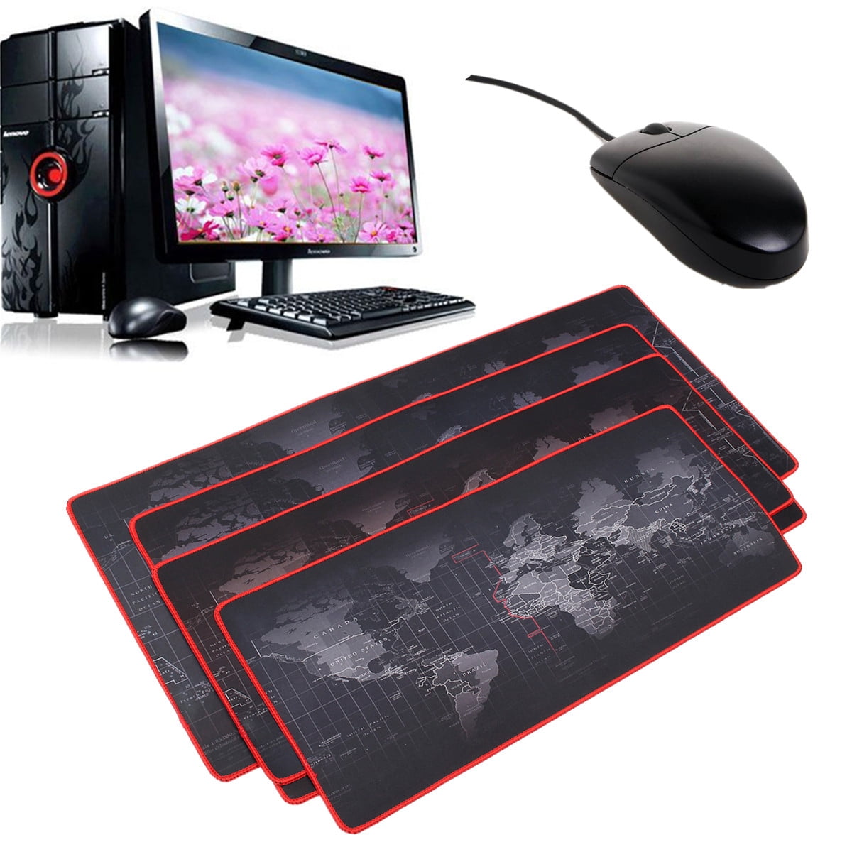 4 Size Large NonSlip Cool World Map Mouse Game Mat Keyboard Pad for