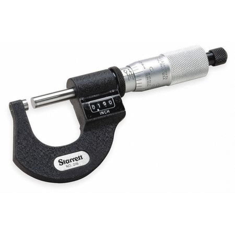 Starrett T216XRL1 Digital Outside Micrometer, Ratchet Stop, Lock Nut