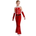 thumbnail image 3 of inhzoy Kids Girls Christmas Dance Outfit One Piece Sleeveless Velvet Bodysuit with Arm Sleeve Set Red 6, 3 of 7