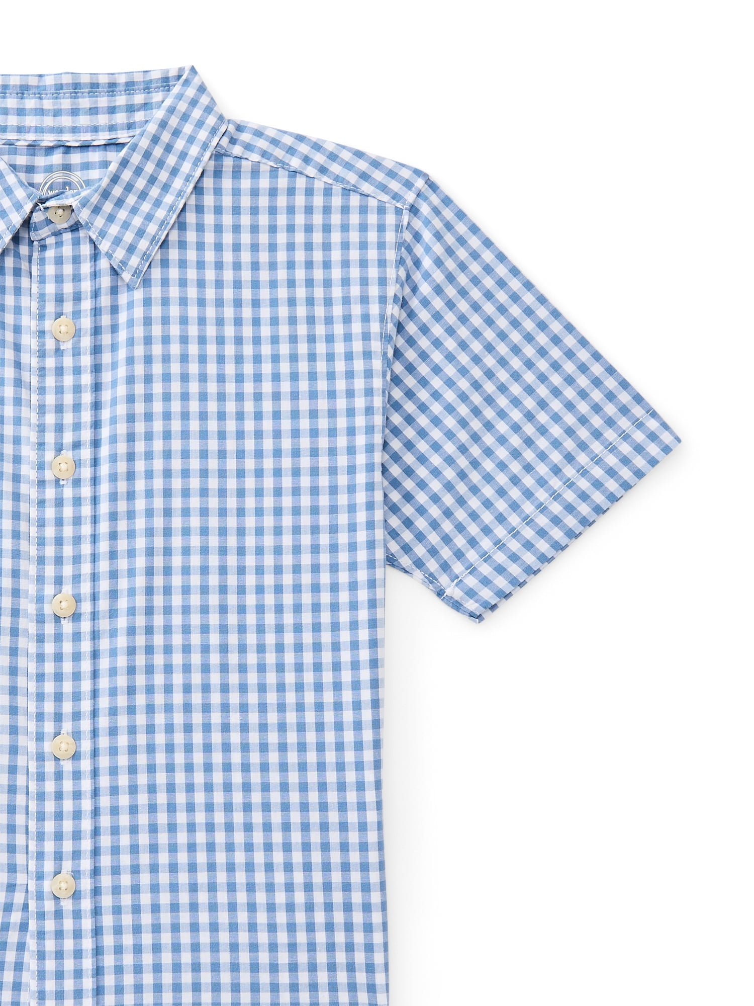Wonder Nation Boys Cotton Button Down Shirt with Short Sleeves, Sizes 4/5-18 & Husky