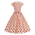 thumbnail image 3 of BRGZLK Dresses for Women Vintage Short Sleeve Cap Sleeve Lapel Collar Single Breasted Polka Dot Print Midi Dress Cocktail Party Evening Prom Gown White XL, 3 of 4