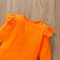 thumbnail image 6 of MEZZALL Baby Girls Halloween Ruffle Tops+Pumpkin Suspender Skirt+Hairband Outfits Soft Toddler Clothing, 6 of 7