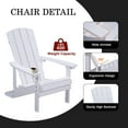 thumbnail image 5 of Cozyhom Stackable Outdoor Patio Folding Resin Adirondack Chairs Set of 4, Sleek and Durable Designs, Hips Recycled Plastic All-Weather Outdoor Plastic Porch Chair for Patio Beach Campfire, White, 5 of 15